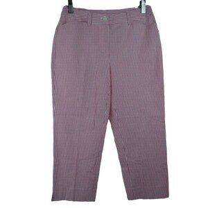 Jones New York Capri Pants Women's Petite Size 6P Seersucker Pink Stripe Cropped